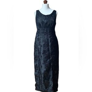 Anthropologie Colette Paris Linen Dress Blue Floral Lagenlook Boho Sz M Women